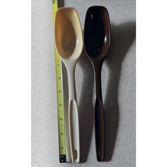 Vintage Foley Nylon Serving Basting Spoon Set Of 2 Almond & Brown 11" Cook Tool - Picture 4 of 5